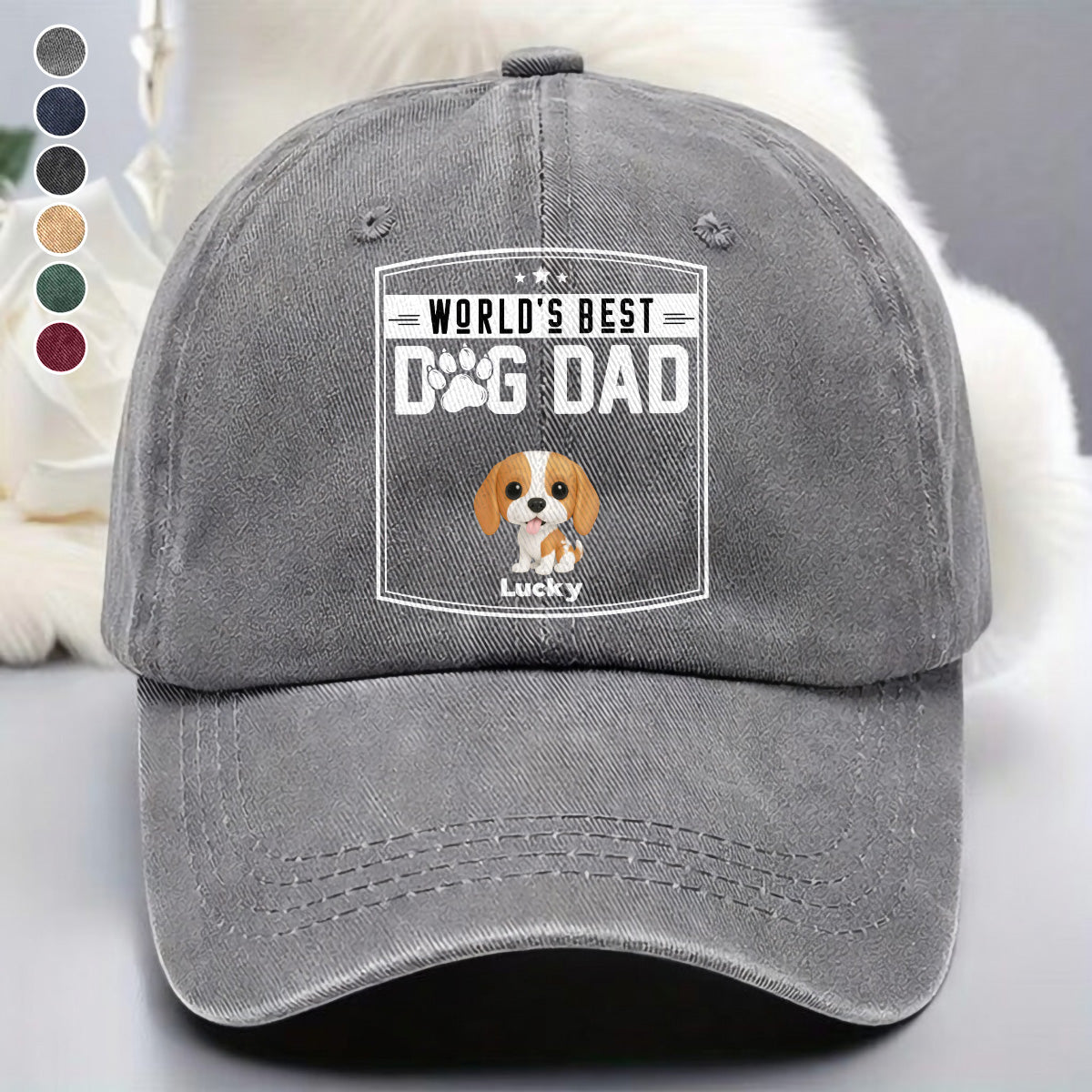UPST60 World's Best Dog Dad - Personalized Custom Wash Denim Cap