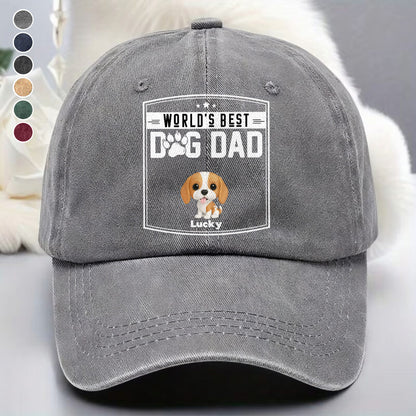 UPST60 World's Best Dog Dad - Personalized Custom Wash Denim Cap