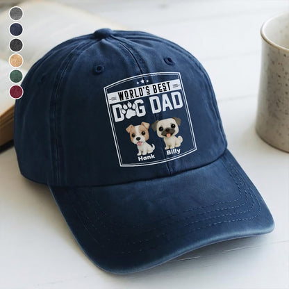 UPST60 World's Best Dog Dad - Personalized Custom Wash Denim Cap