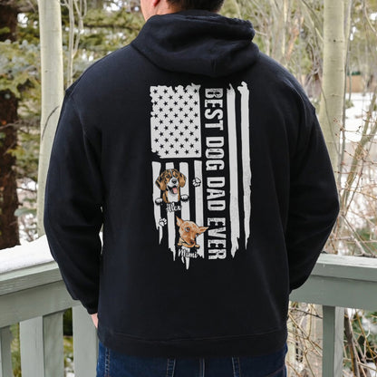 UPST65 Best Dog Dad Ever Paw American Flag - Personalized Backside T-shirt Hoodie