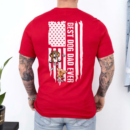 UPST65 Best Dog Dad Ever Paw American Flag - Personalized Backside T-shirt Hoodie