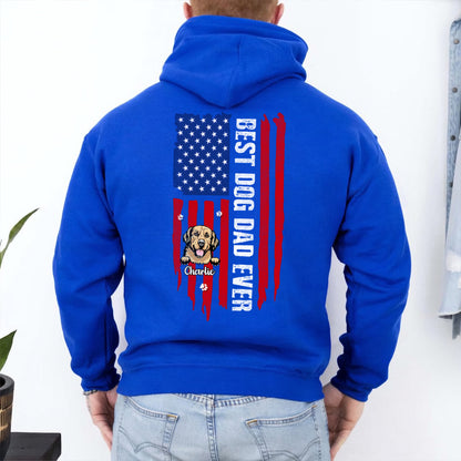 UPST65 Best Dog Dad Ever Paw American Flag - Personalized Backside T-shirt Hoodie