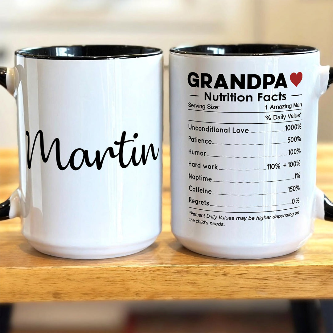 UPST68 Parents Nutrition Facts - Personalized White Mug Accent Mug