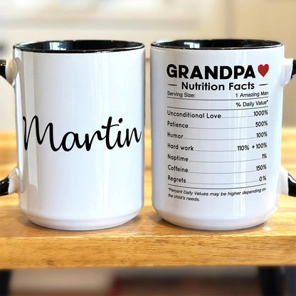 UPST68 Parents Nutrition Facts - Personalized White Mug Accent Mug