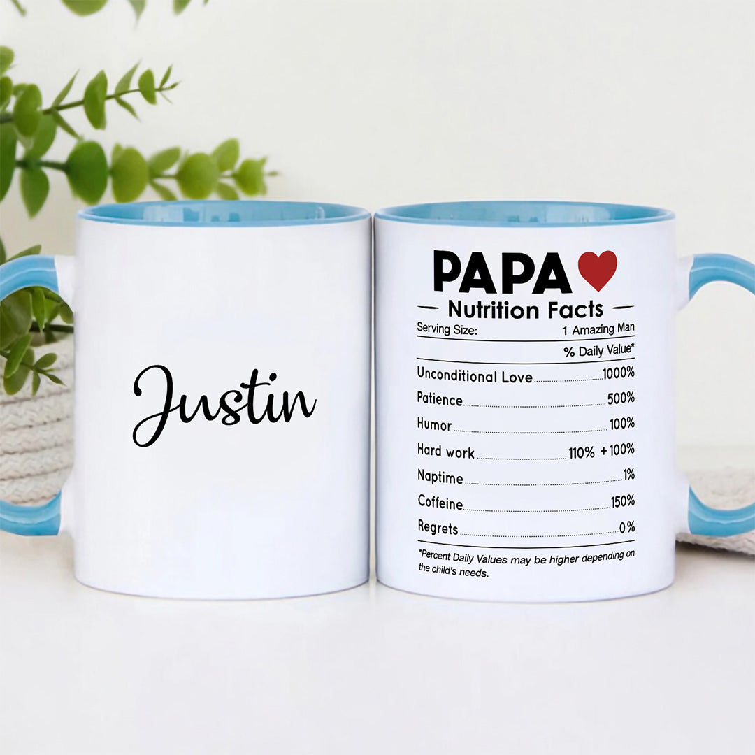 UPST68 Parents Nutrition Facts - Personalized White Mug Accent Mug