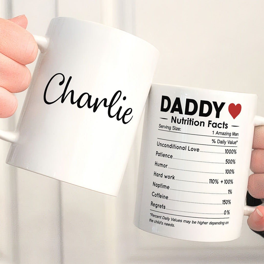 UPST68 Parents Nutrition Facts - Personalized White Mug Accent Mug