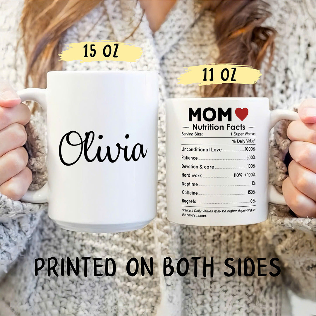 UPST68 Parents Nutrition Facts - Personalized White Mug Accent Mug