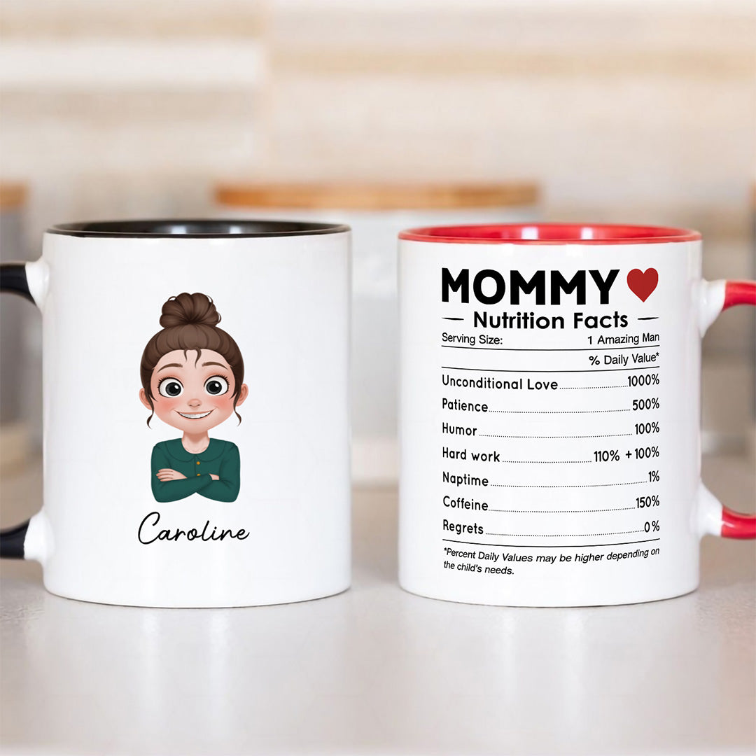 UPST69 Parents Nutrition Facts - Personalized White Mug Accent Mug