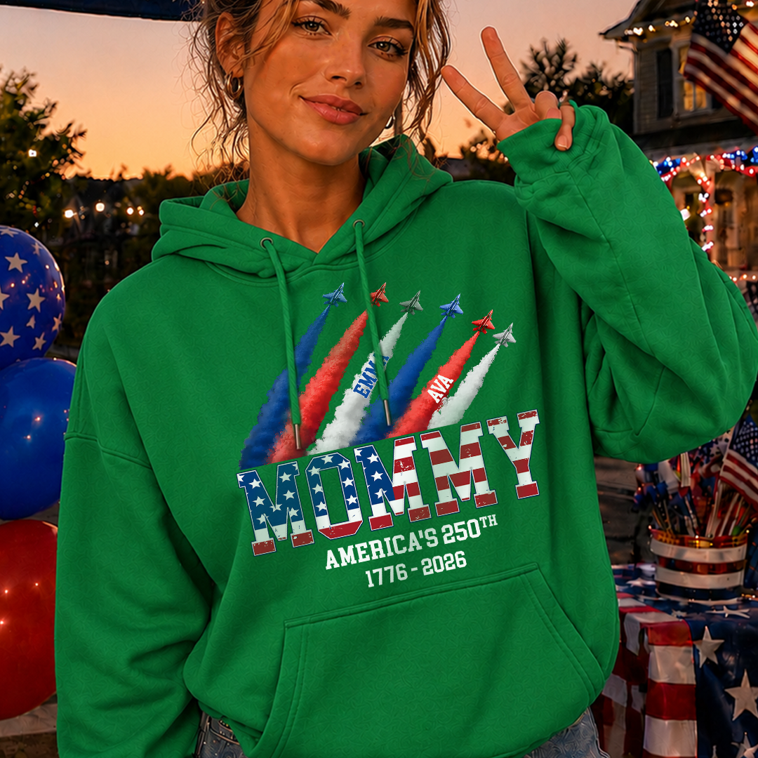 VPST29 American Flag 250th Anniversary Mama - Personalized T-shirt Hoodie