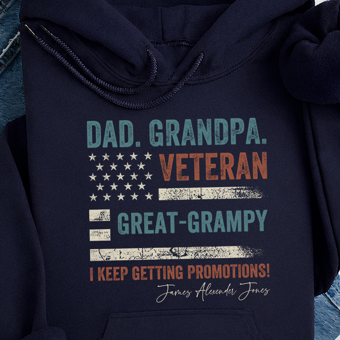 VPST25 Dad Grandpa Veteran Great-Grandpa - Personalized T-shirt Hoodie