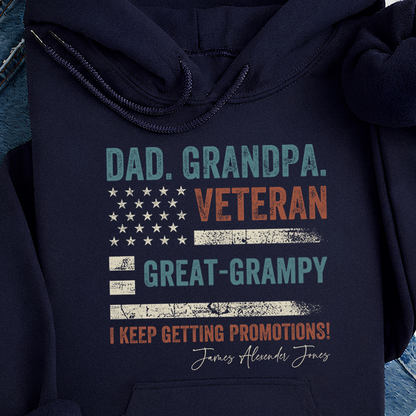 VPST25 Dad Grandpa Veteran Great-Grandpa - Personalized T-shirt Hoodie