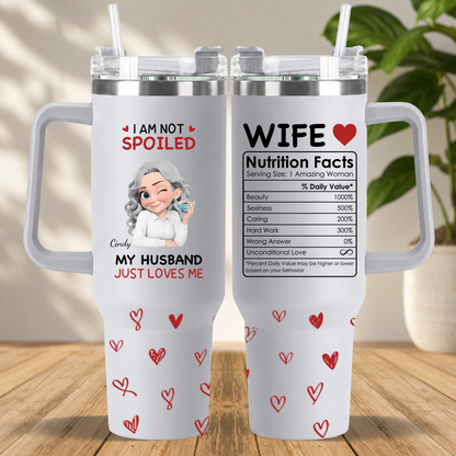 PST151 I'm Not Spoiled My Husband Just Loves Me - Personalized 40oz Tumbler Handle Color