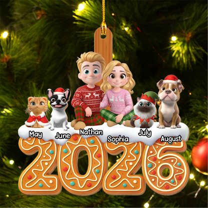 PSTG18 2026 Fur Parents Christmas Gingerbread 3D Effect - Personalized Acrylic Wood Ornament