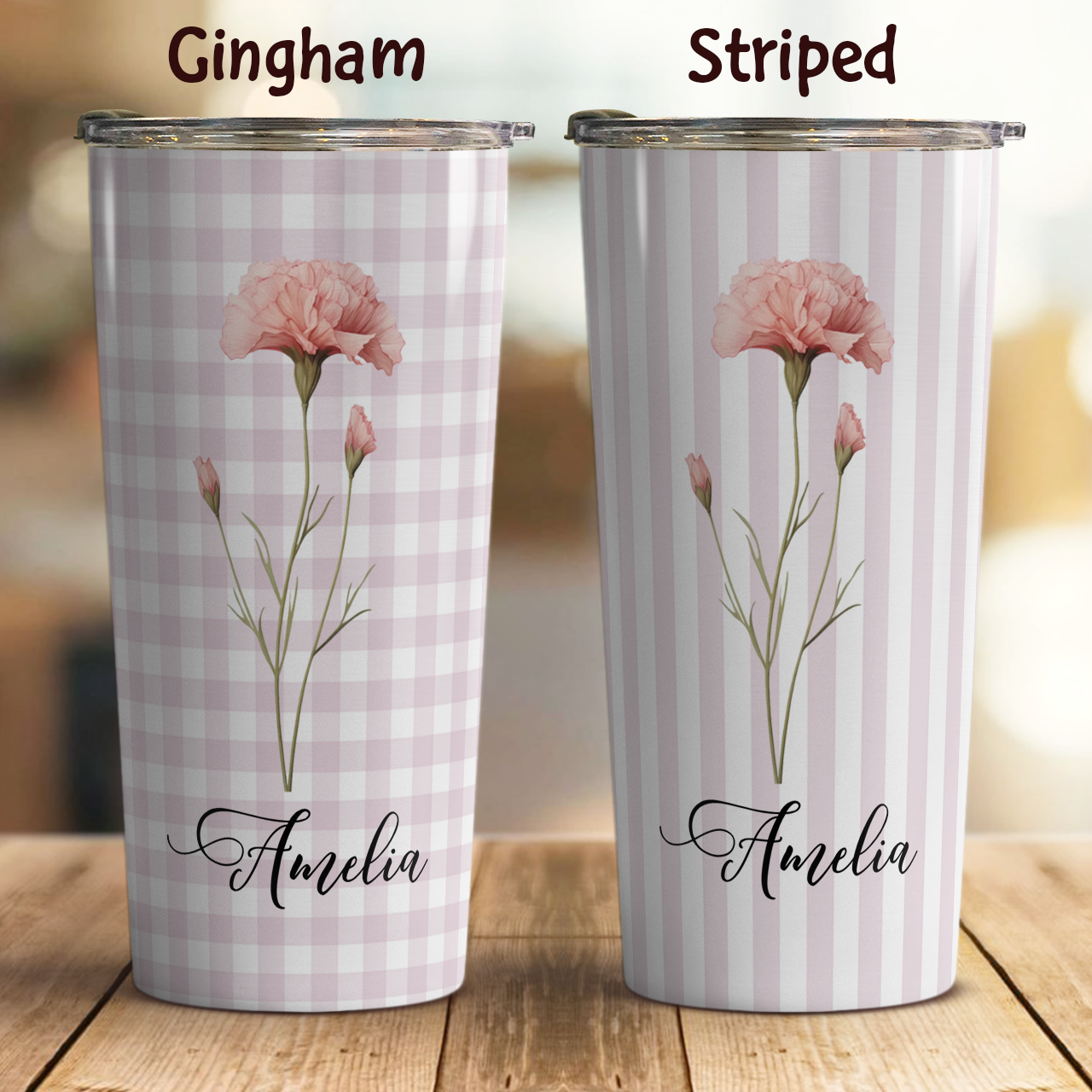 VPST75 Birth Flower Custom Name - Personalized Custom Tumbler