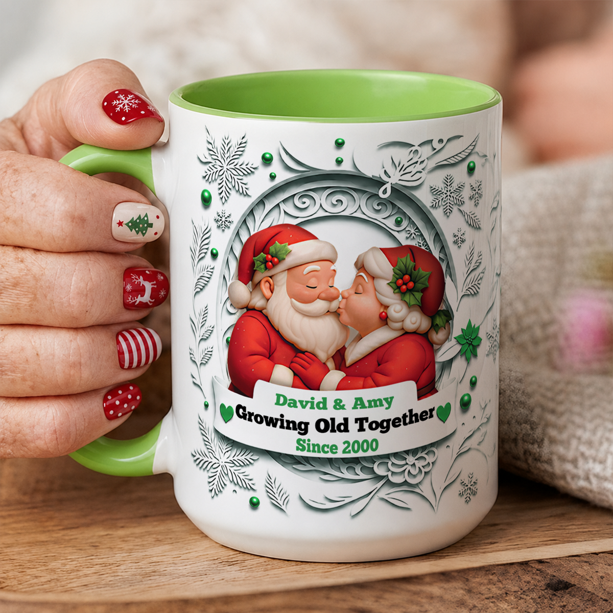 VPST59 Growing Old Together Mr and Mrs Claus Christmas Couple - White Mug Accent Mug