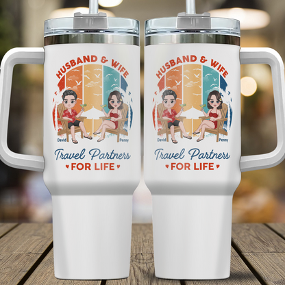VPST36 Husband and Wife Travel Partners For Life - Personalized Custom Tumbler