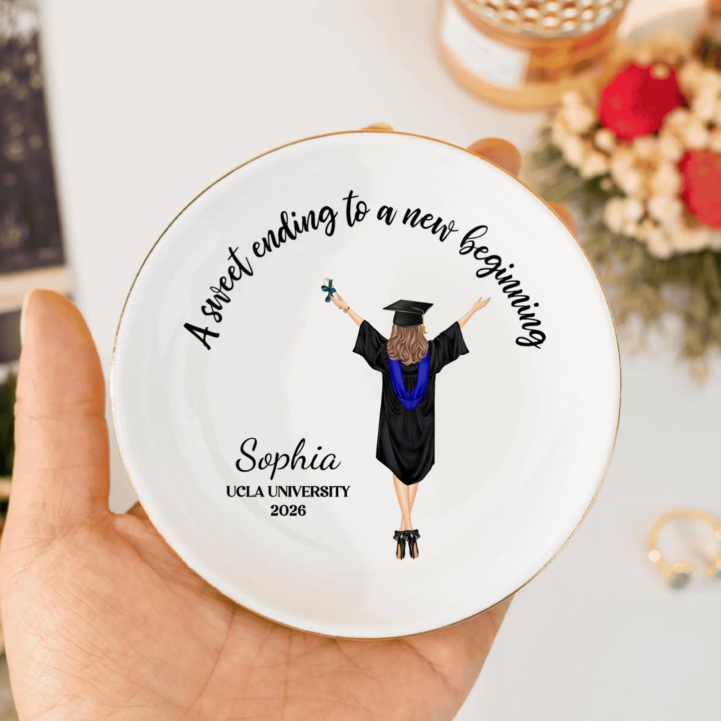 PSD06 A Sweet Ending To A New Beginning - Personalized Custom Jewelry Dish