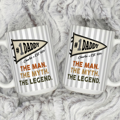 VPST57 Dad The Man The Myth The Legend Pennant Flag - Personalized White Mug Accent Mug