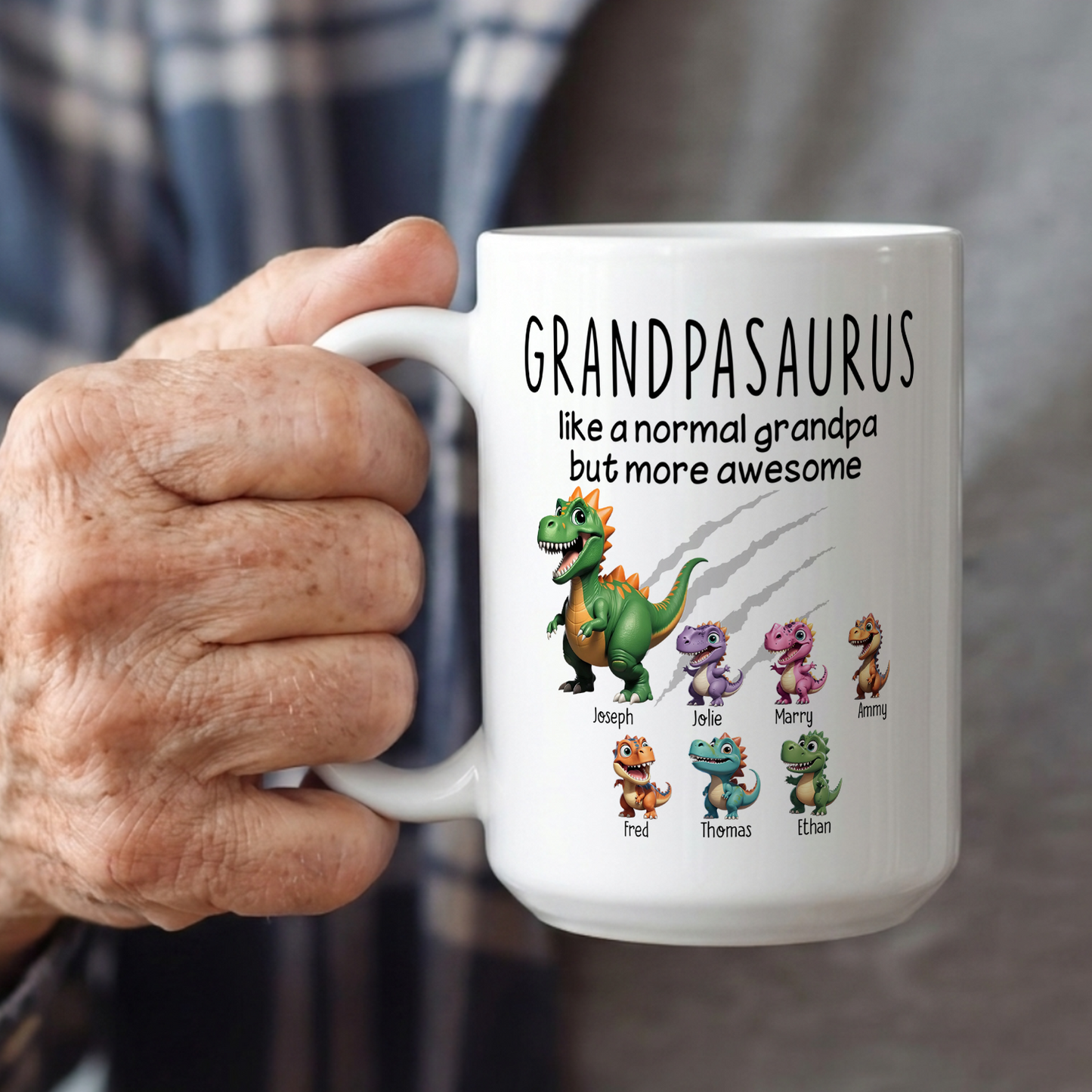 VPST07 Grandpasaurus And Kids Dinosaurs - Personalized White Mug Accent Mug