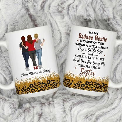 APST13 To My Badass Bestie Because Of You I Laugh A Little Harder - Personalized White Mug Accent Mug
