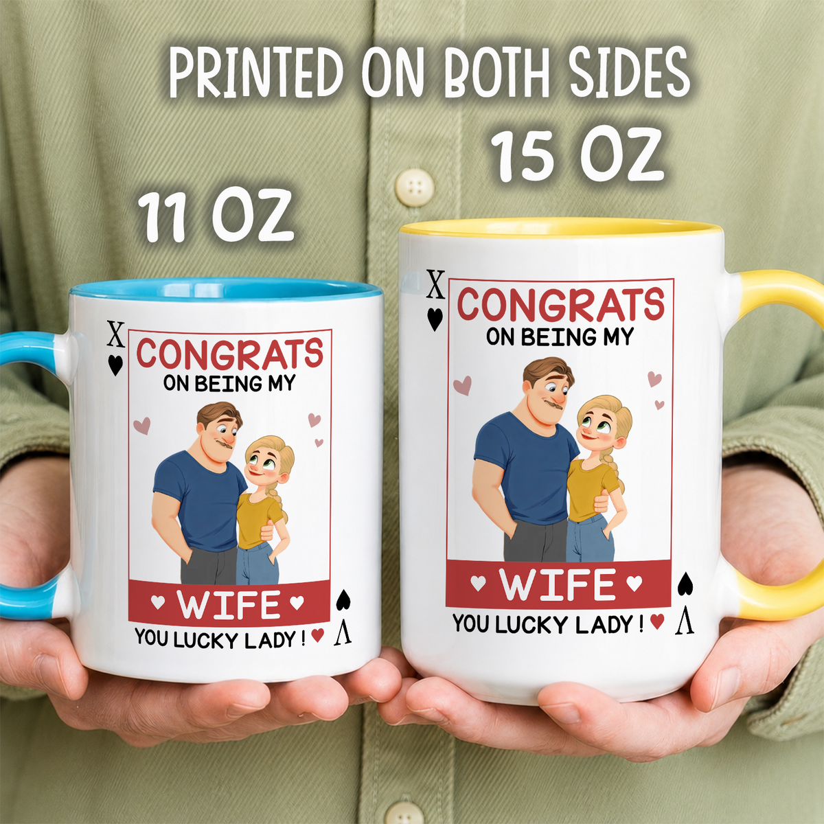 VPST83 Congrats On Being My Wife Playcard - Personalized White Mug Accent Mug