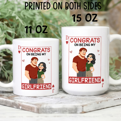 VPST82 Congrats On Being My Wife Playcard - Personalized White Mug Accent Mug