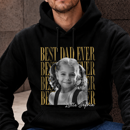 VPST47 Best Dad Ever Vintage Photo Upload - Personalized T-shirt Hoodie