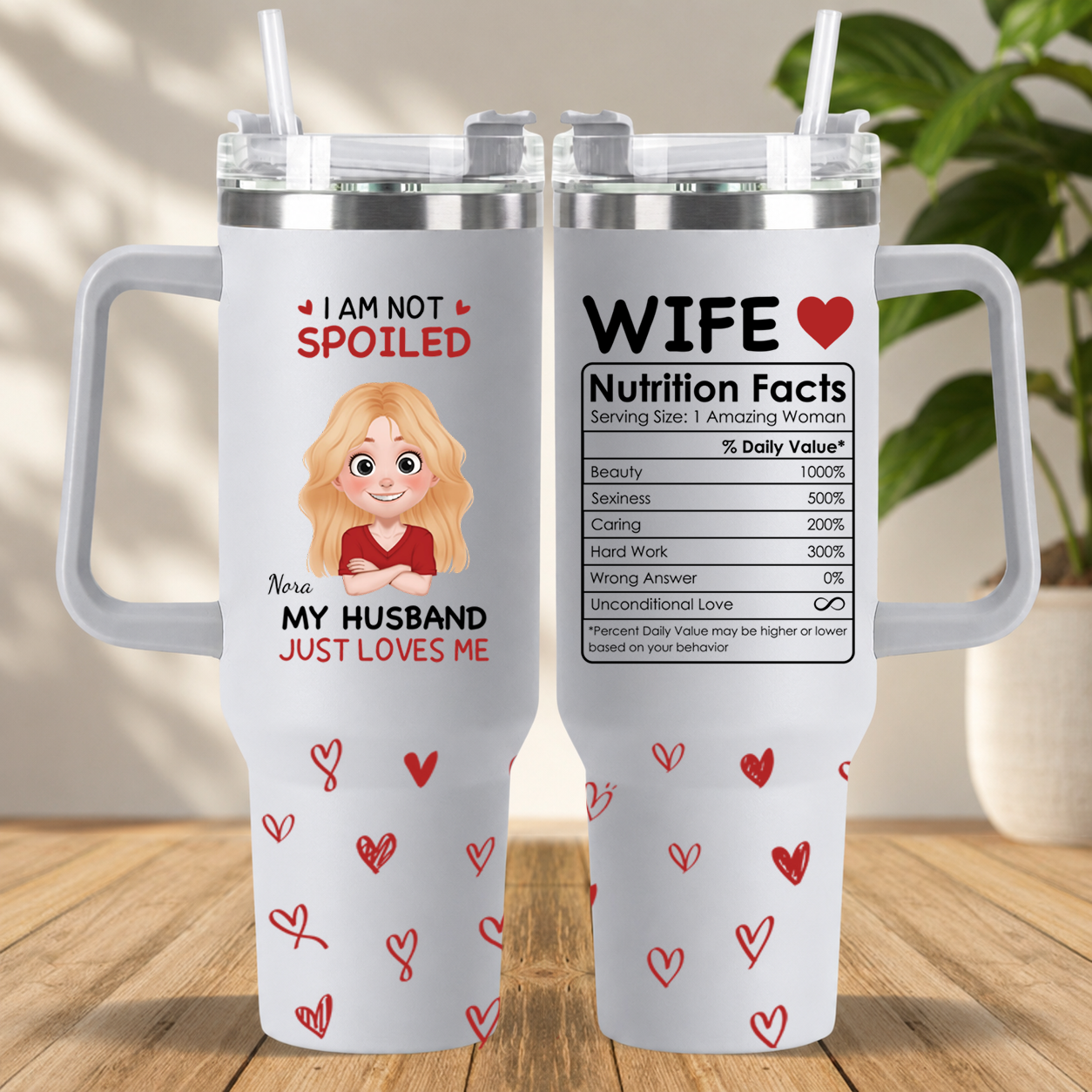 PST123 I'm Not Spoiled My Husband Just Loves Me - Personalized 40oz Tumbler Handle Color