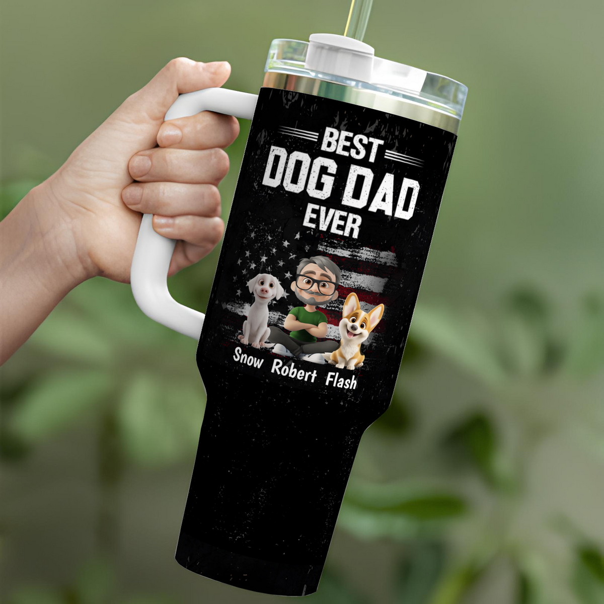 VPST65 American Best Dog Dad Ever - Personalized Custom Tumbler