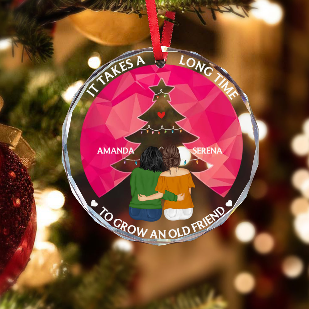 PSTG06 Grow An Old Friend Christmas Tree - Personalized Glass Ornament