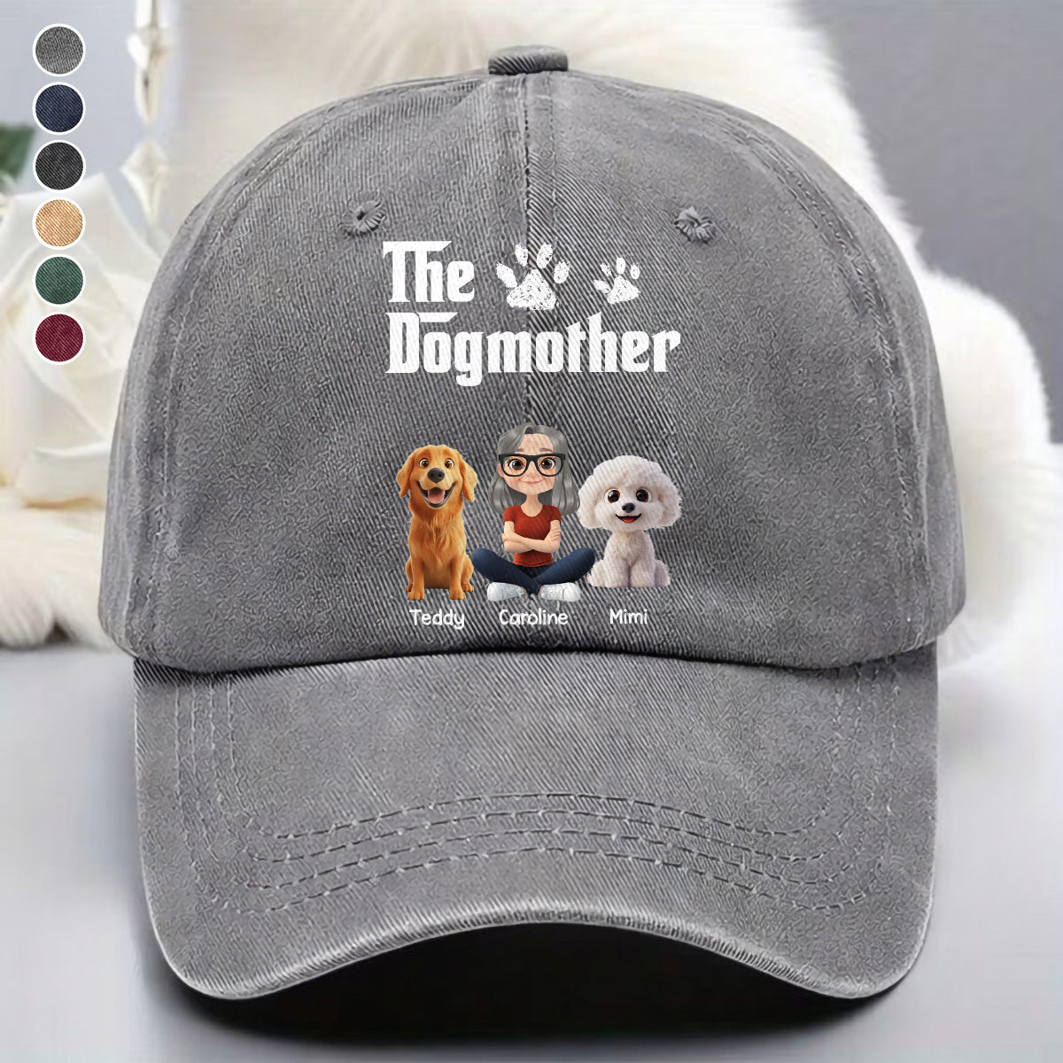 UPST70 The Dogmother Dog Lover - Personalized Custom Wash Denim Cap
