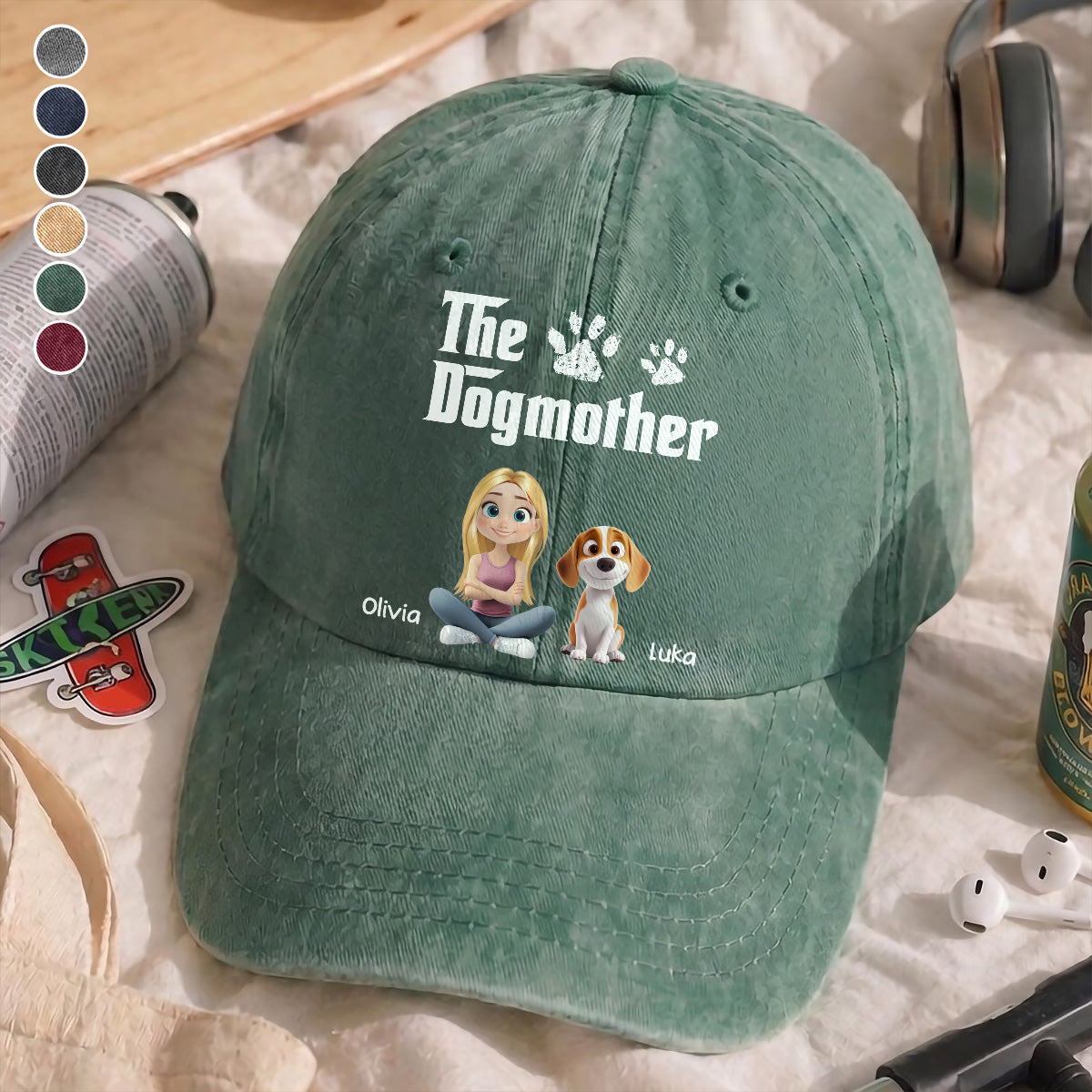 UPST70 The Dogmother Dog Lover - Personalized Custom Wash Denim Cap