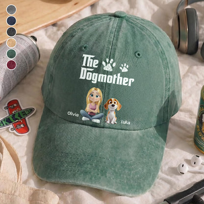 UPST70 The Dogmother Dog Lover - Personalized Custom Wash Denim Cap
