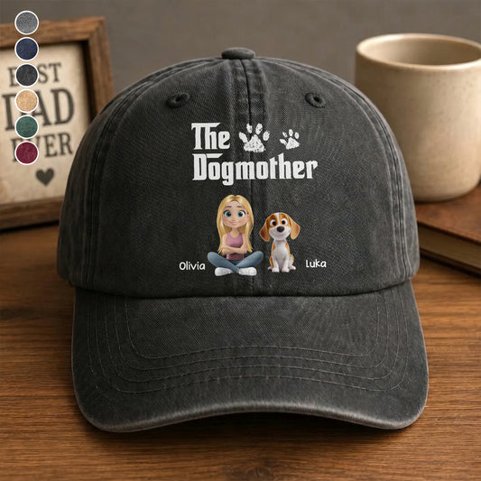 UPST70 The Dogmother Dog Lover - Personalized Custom Wash Denim Cap