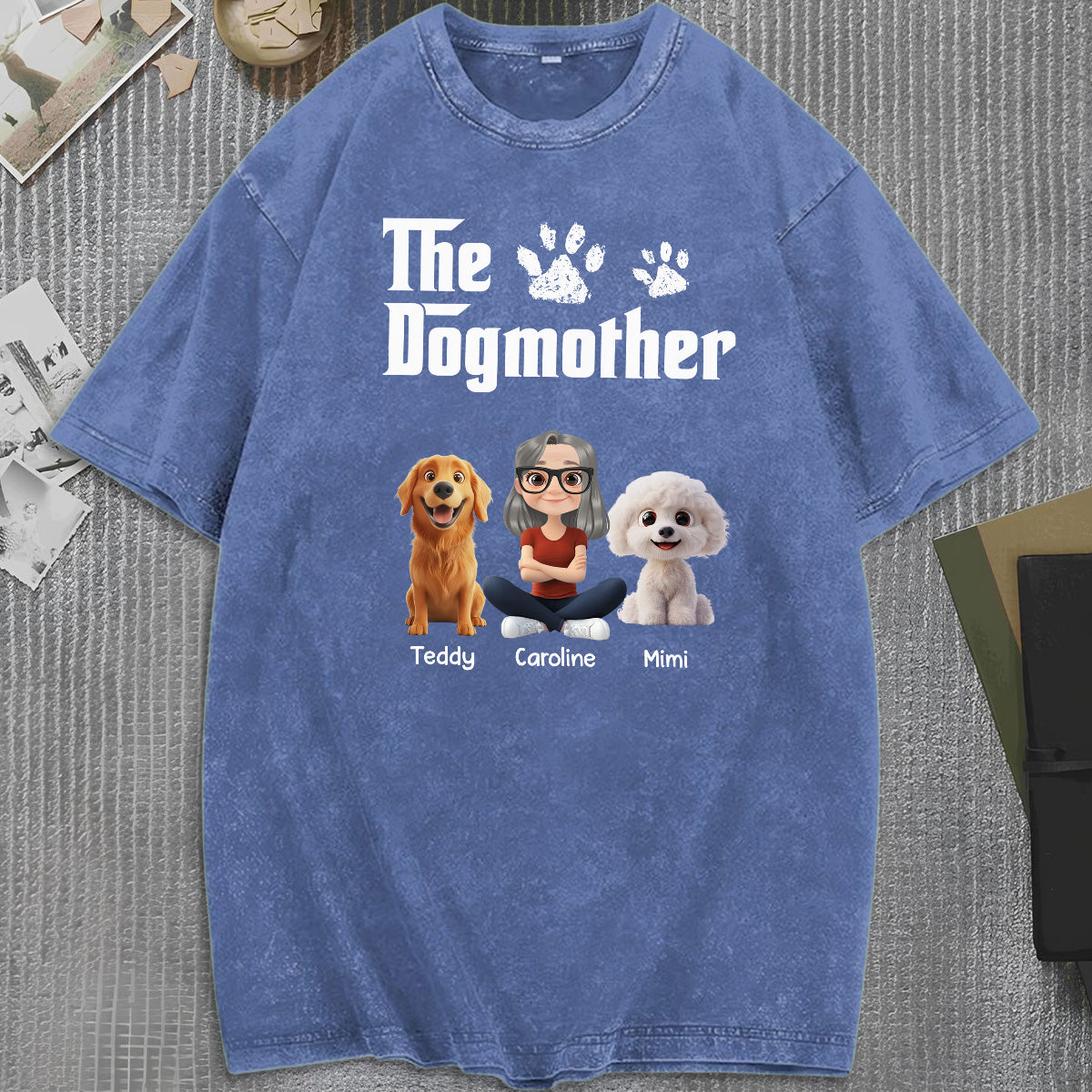 UPST70 The Dogmother Dog Lover - Personalized Custom Washed T-shirt