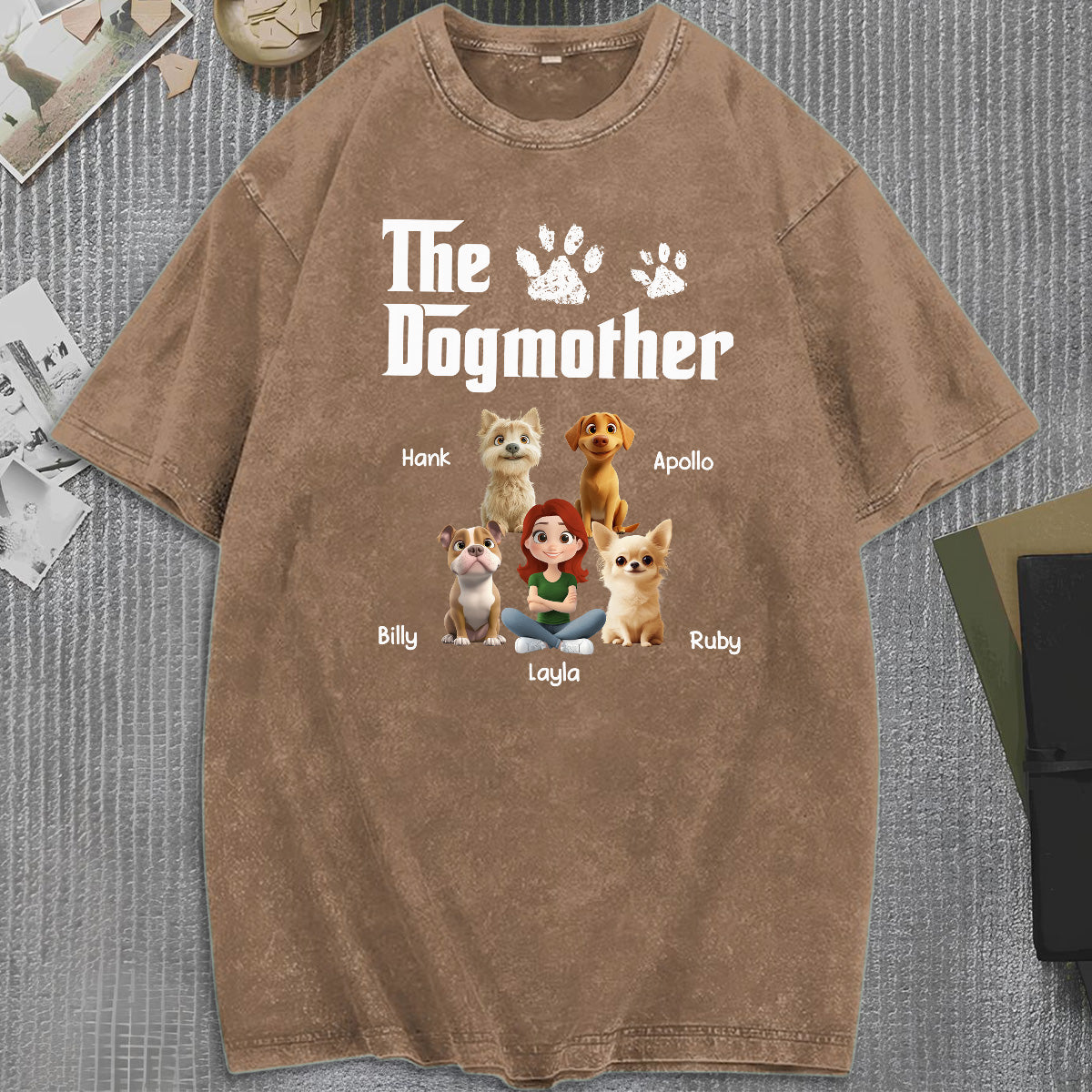 UPST70 The Dogmother Dog Lover - Personalized Custom Washed T-shirt