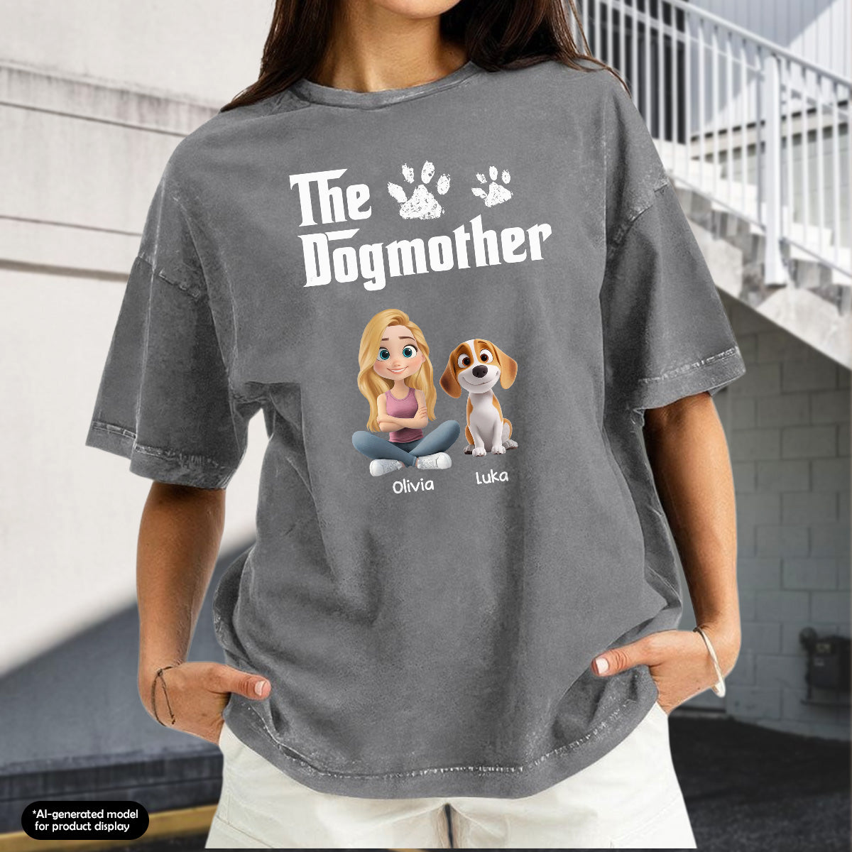 UPST70 The Dogmother Dog Lover - Personalized Custom Washed T-shirt
