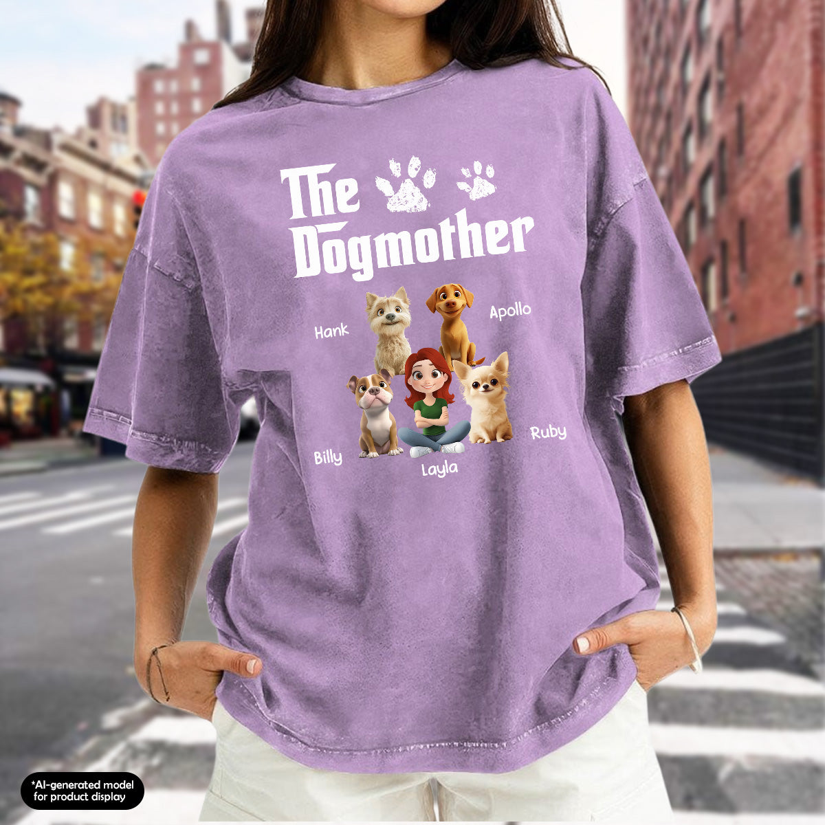 UPST70 The Dogmother Dog Lover - Personalized Custom Washed T-shirt