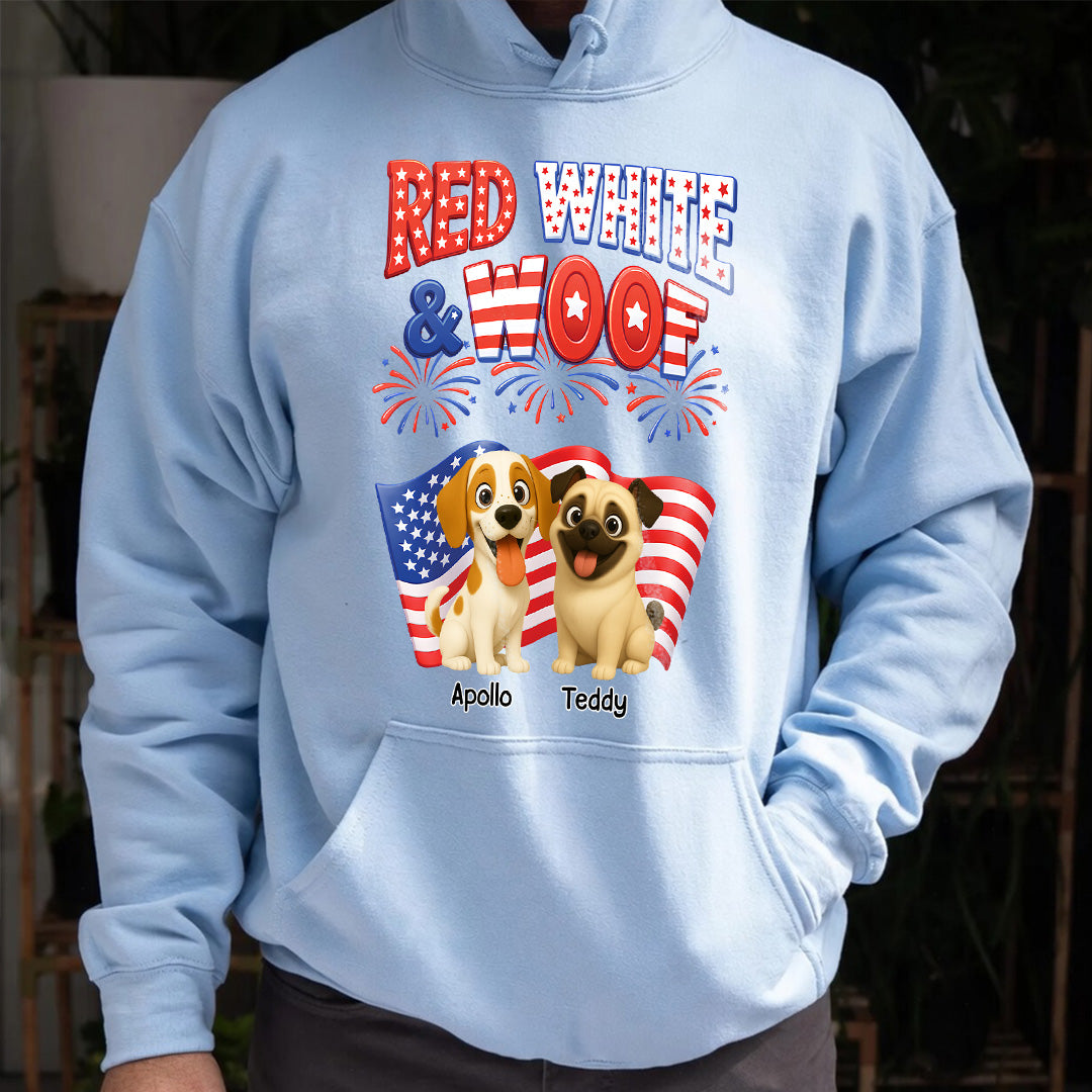 UPST72 Red White and Woof Dog Lover - Personalized T-shirt Hoodie
