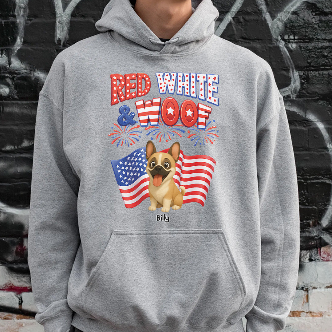 UPST72 Red White and Woof Dog Lover - Personalized T-shirt Hoodie
