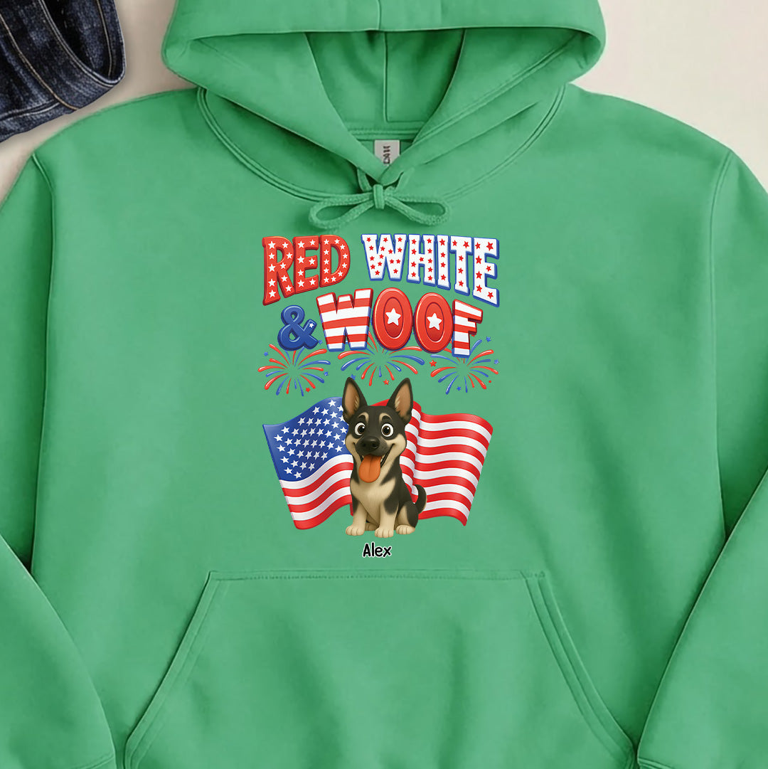 UPST72 Red White and Woof Dog Lover - Personalized T-shirt Hoodie