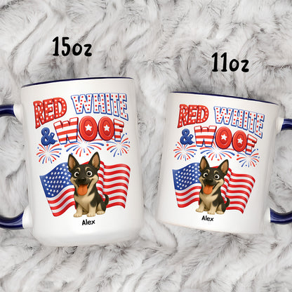 UPST72 Red White and Woof Dog Lover - Personalized White Mug Accent Mug
