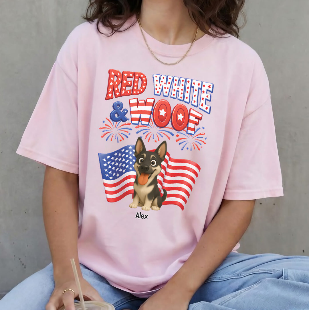 UPST72 Red White and Woof Dog Lover - Personalized T-shirt Hoodie