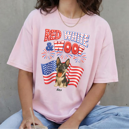 UPST72 Red White and Woof Dog Lover - Personalized T-shirt Hoodie