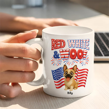 UPST72 Red White and Woof Dog Lover - Personalized White Mug Accent Mug