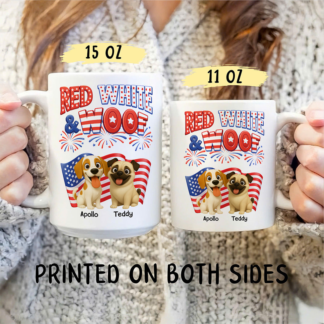 UPST72 Red White and Woof Dog Lover - Personalized White Mug Accent Mug