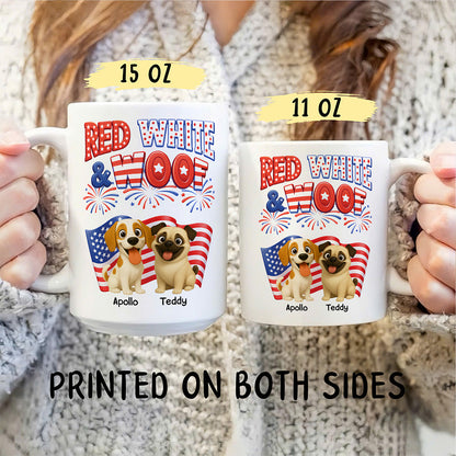 UPST72 Red White and Woof Dog Lover - Personalized White Mug Accent Mug