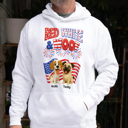 UPST72 Red White and Woof Dog Lover - Personalized T-shirt Hoodie