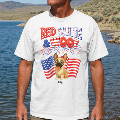 UPST72 Red White and Woof Dog Lover - Personalized T-shirt Hoodie