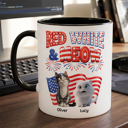 UPST73 Red White and Meow Cat Lover - Personalized White Mug Accent Mug